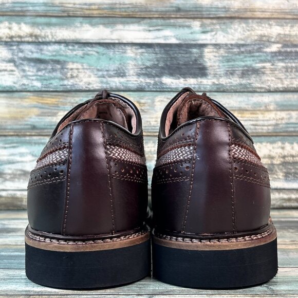 GH Bass Bremmer Mens 10D Oxfords Dress Shoes Wingtip Herringbone Brown Leather - Picture 8 of 13